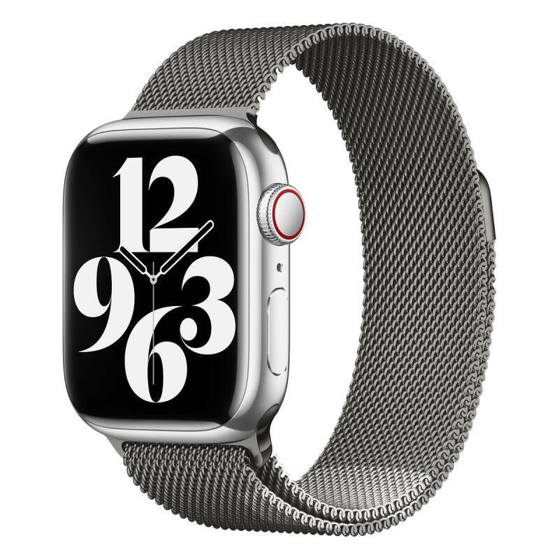 Apple Watch 7 45mm Uyumlu Kordon Hasır Metal Mıknatıslı Örgü Zore KRD-01 Kayış