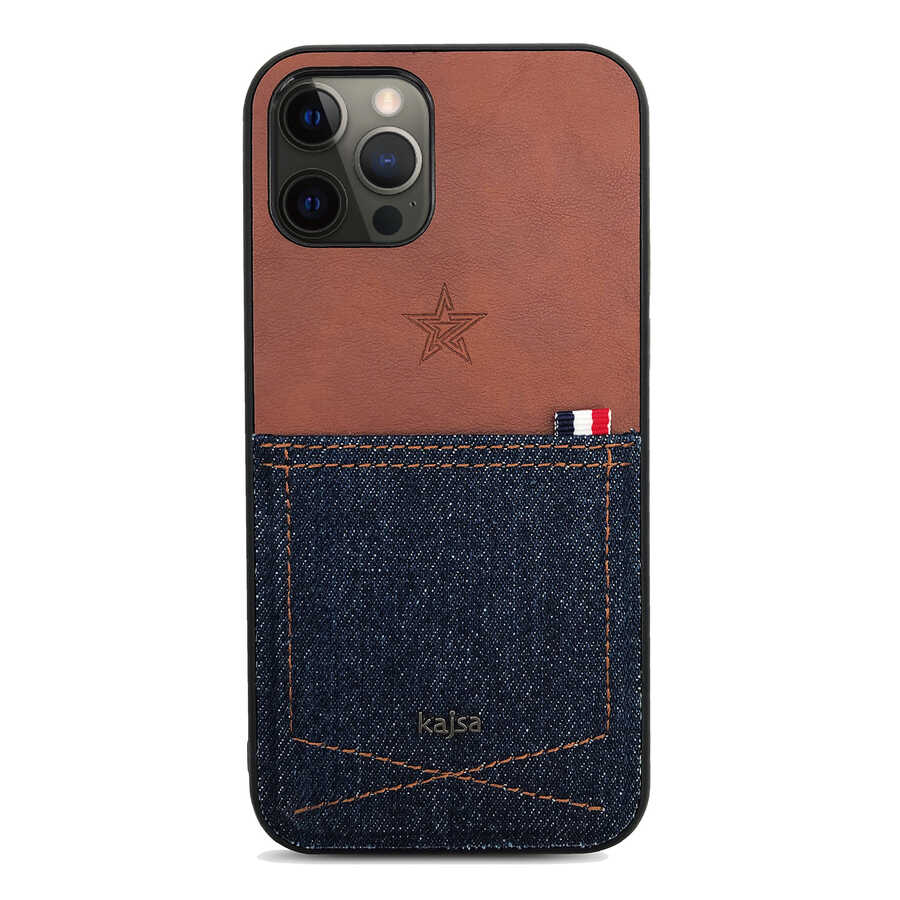 Apple iPhone 12 Pro Max Uyumlu Kılıf Kajsa Denim Kapak