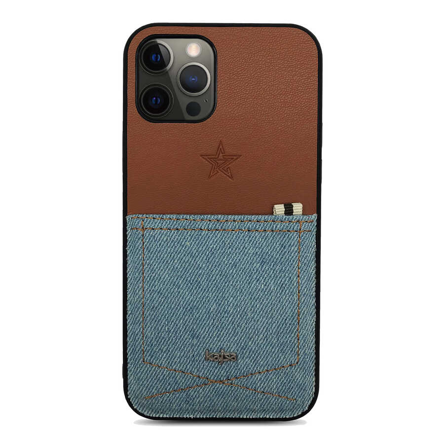 Apple iPhone 12 Pro Max Uyumlu Kılıf Kajsa Denim Kapak