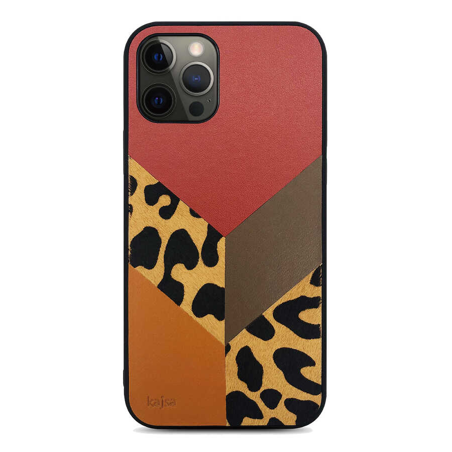 Apple iPhone 12 Pro Max Uyumlu Kılıf Kajsa Glamorous Serisi Leopard Combo Kapak