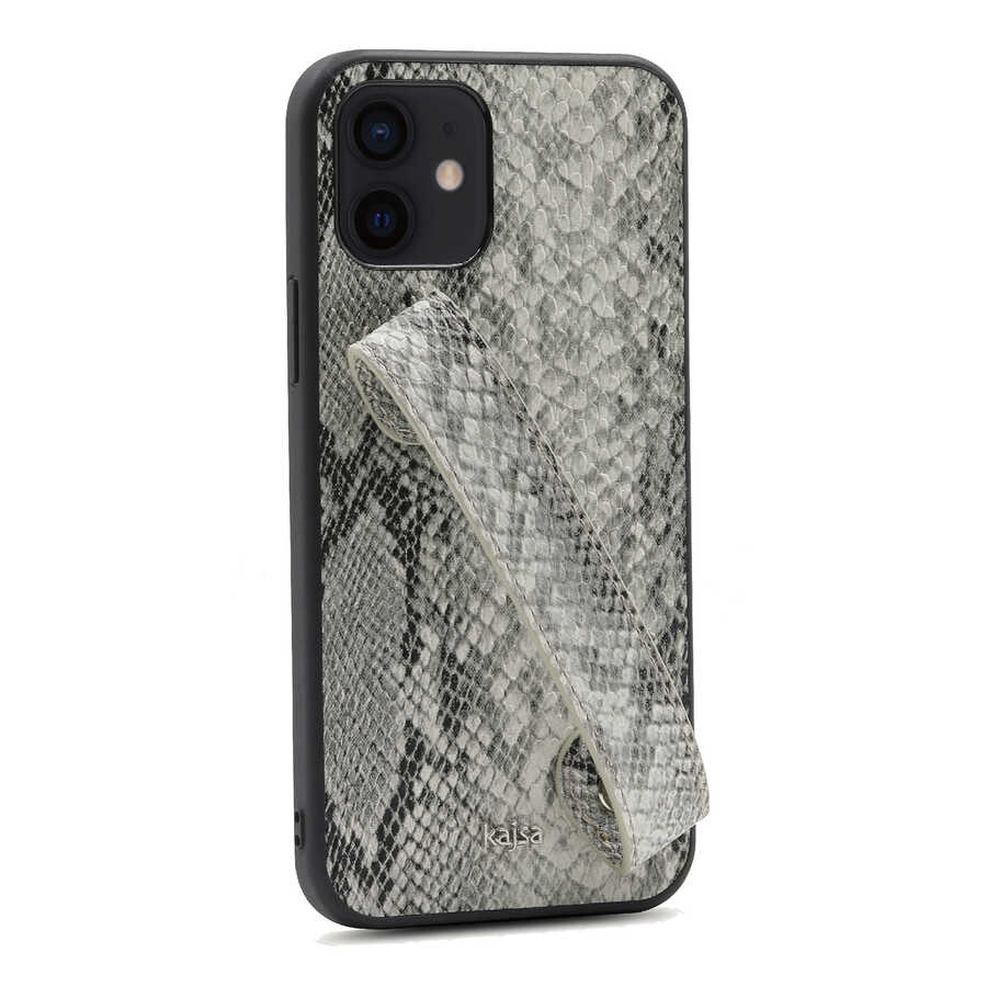 Apple iPhone 12 Uyumlu Kılıf Kajsa Glamorous Serisi Snake Handstrap Kapak