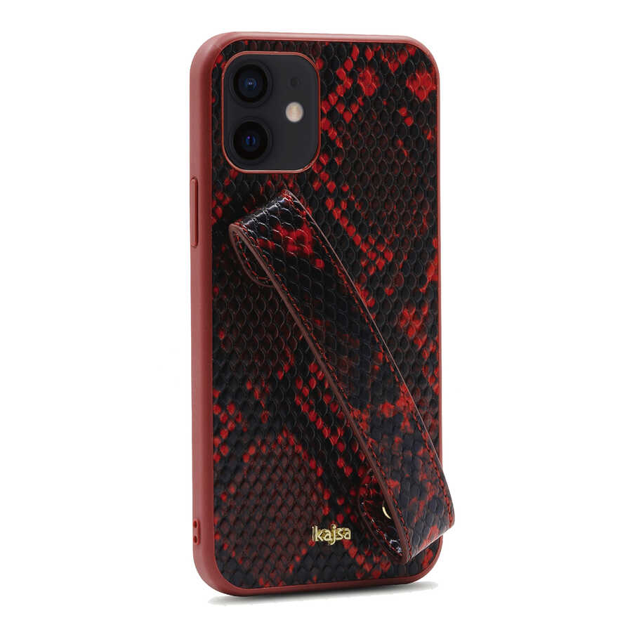 Apple iPhone 12 Uyumlu Kılıf Kajsa Glamorous Serisi Snake Handstrap Kapak