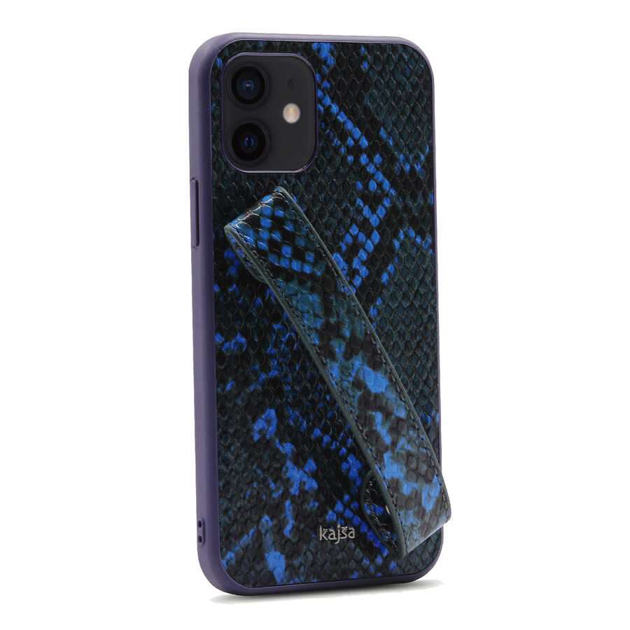 Apple iPhone 12 Uyumlu Kılıf Kajsa Glamorous Serisi Snake Handstrap Kapak