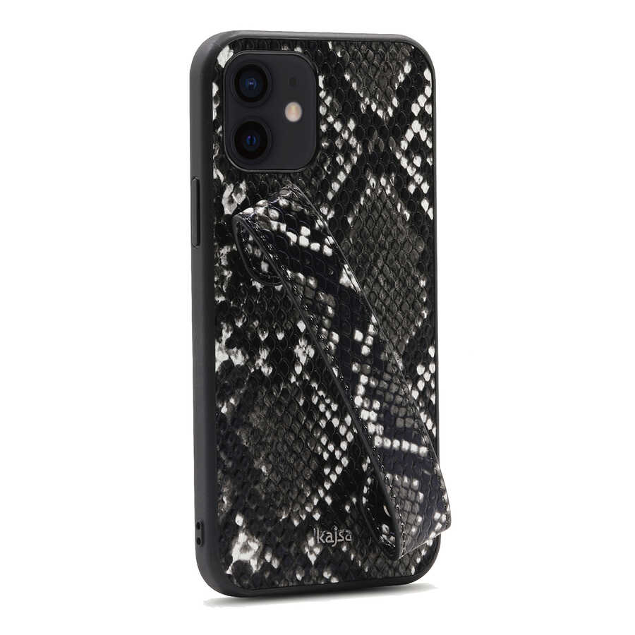 Apple iPhone 12 Uyumlu Kılıf Kajsa Glamorous Serisi Snake Handstrap Kapak