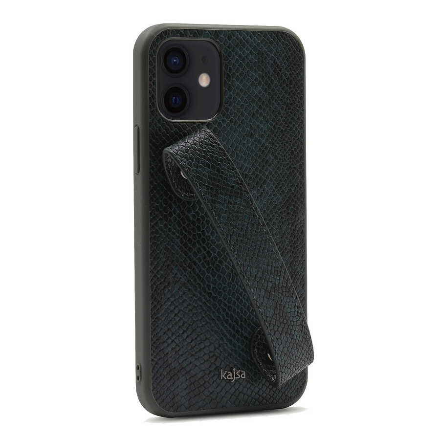 Apple iPhone 12 Uyumlu Kılıf Kajsa Glamorous Serisi Snake Handstrap Kapak