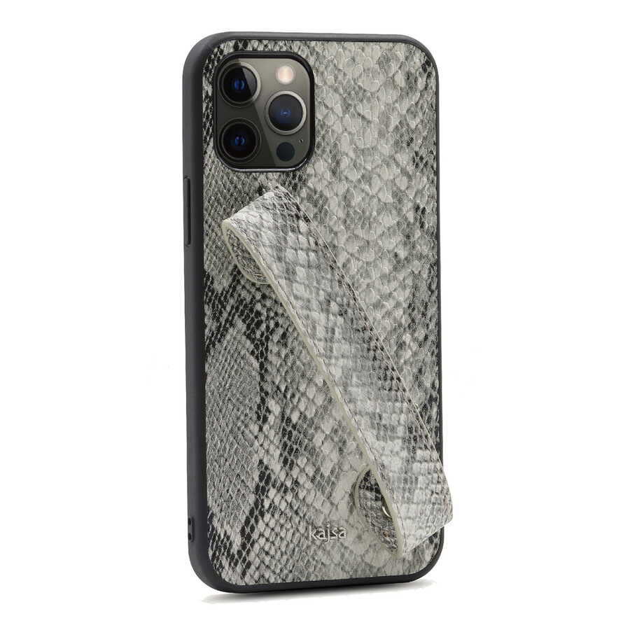 Apple iPhone 12 Pro Max Uyumlu Kılıf Kajsa Glamorous Serisi Snake Handstrap Kapak