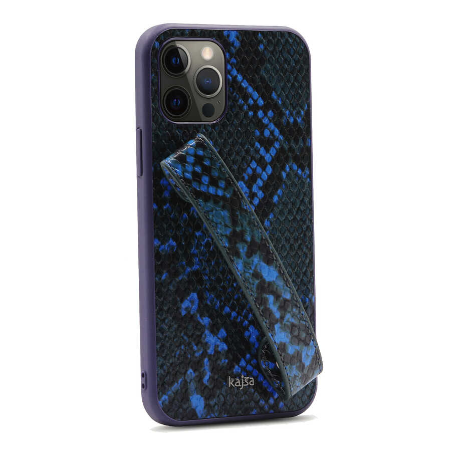 Apple iPhone 12 Pro Max Uyumlu Kılıf Kajsa Glamorous Serisi Snake Handstrap Kapak