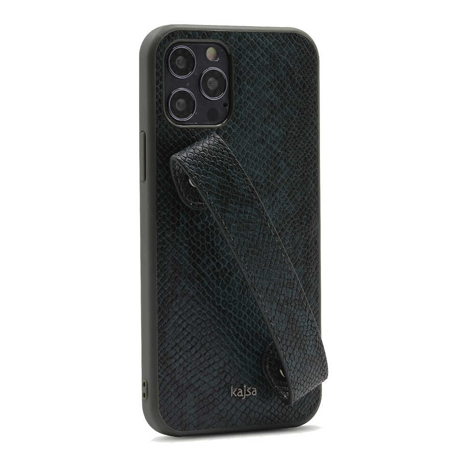 Apple iPhone 12 Pro Max Uyumlu Kılıf Kajsa Glamorous Serisi Snake Handstrap Kapak