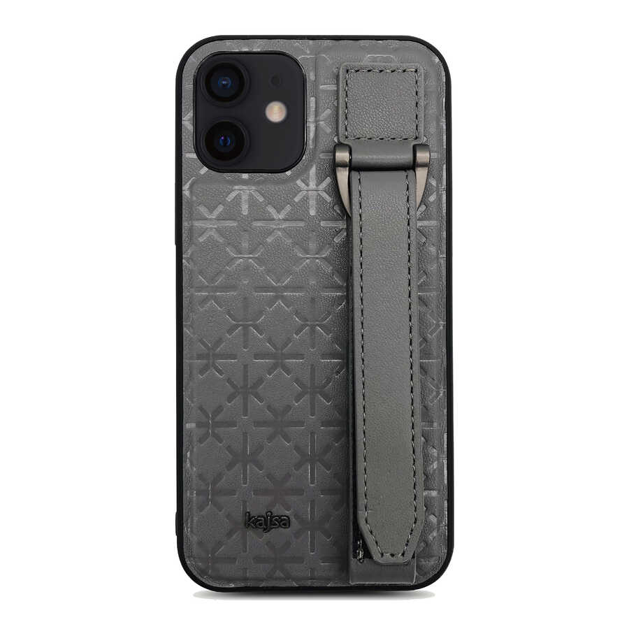 Apple iPhone 12 Uyumlu Kılıf Kajsa Neo Clasic Serisi Mono K Strap Kapak