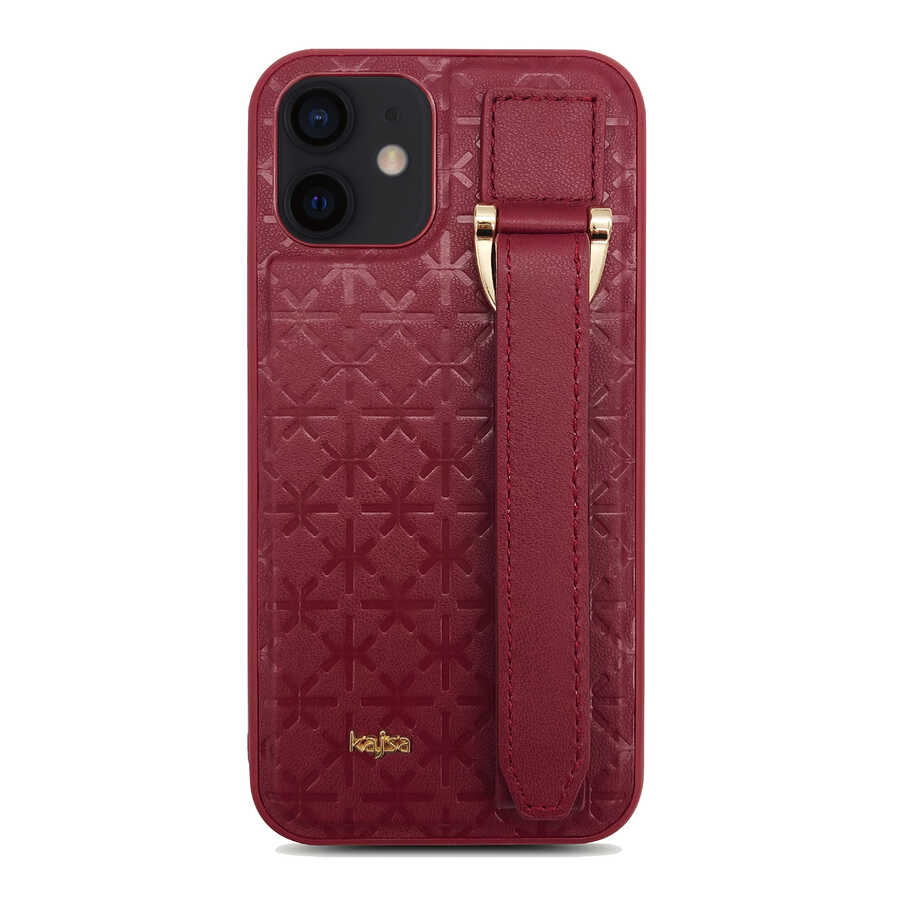 Apple iPhone 12 Uyumlu Kılıf Kajsa Neo Clasic Serisi Mono K Strap Kapak