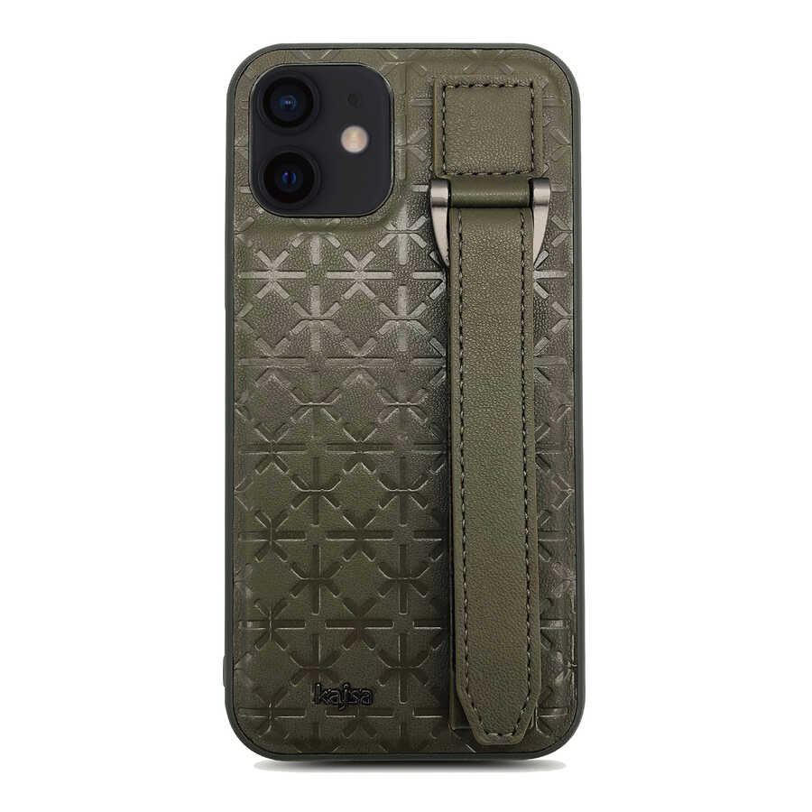 Apple iPhone 12 Uyumlu Kılıf Kajsa Neo Clasic Serisi Mono K Strap Kapak