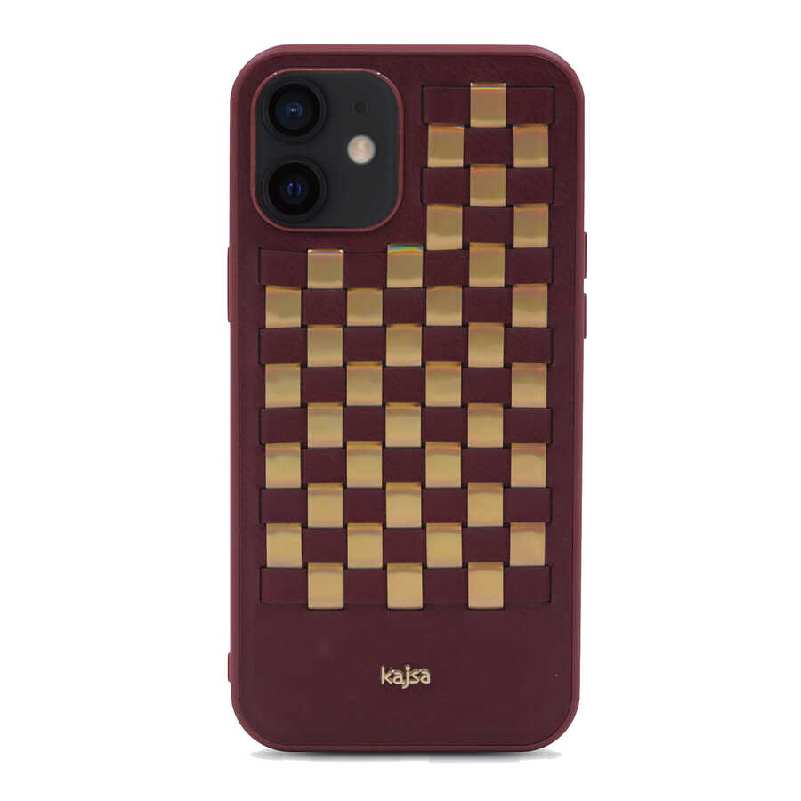 Apple iPhone 12 Uyumlu Kılıf Kajsa Preppie Serisi Spotlight Woven Kapak