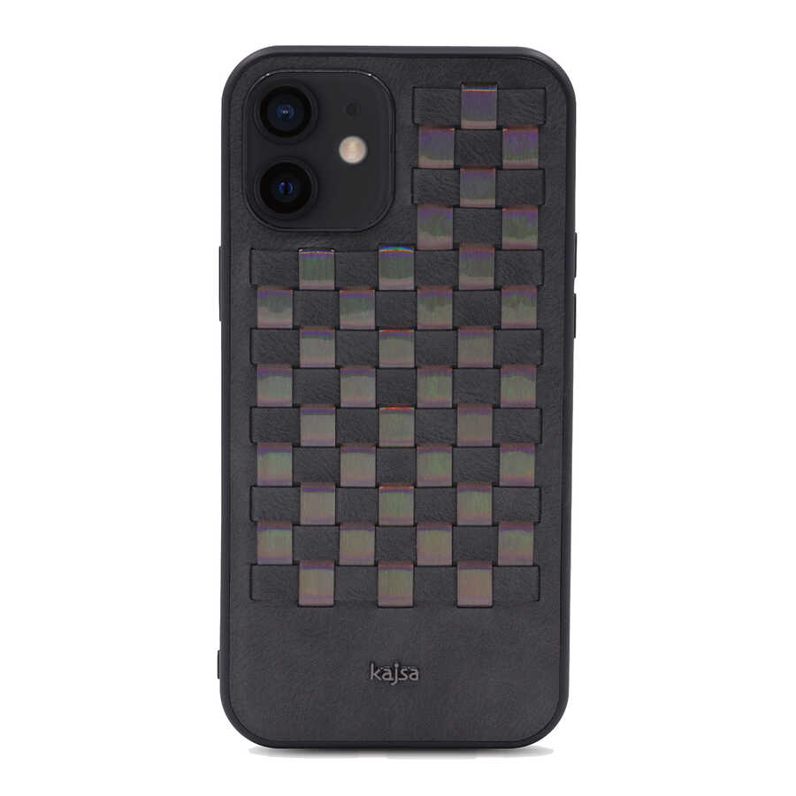 Apple iPhone 12 Uyumlu Kılıf Kajsa Preppie Serisi Spotlight Woven Kapak
