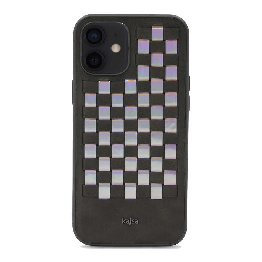 Apple iPhone 12 Uyumlu Kılıf Kajsa Preppie Serisi Spotlight Woven Kapak