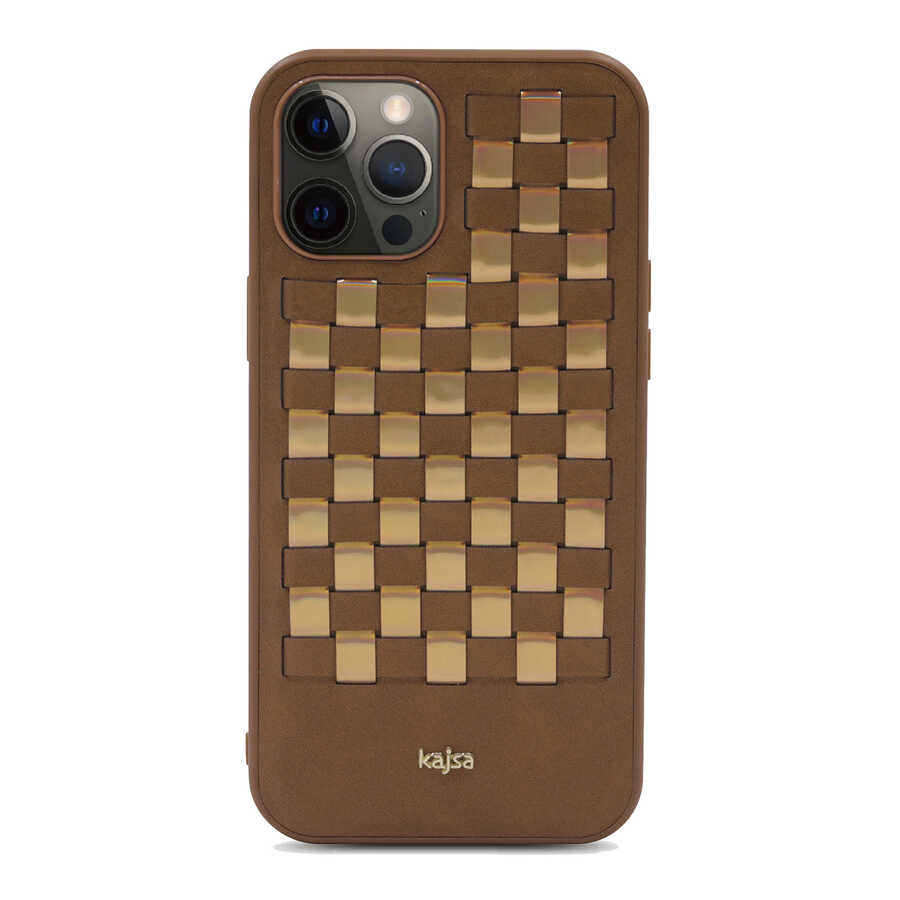 Apple iPhone 12 Pro Uyumlu Kılıf Kajsa Preppie Serisi Spotlight Woven Kapak