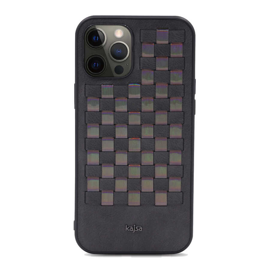 Apple iPhone 12 Pro Max Uyumlu Kılıf Kajsa Preppie Serisi Spotlight Woven Kapak