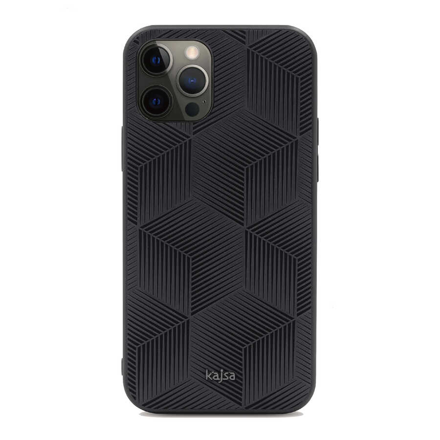 [RNZ-TA62229] Apple iPhone 12 Pro Max Uyumlu Kılıf Kajsa Splendid Serisi 3D Cube Kapak (Siyah)