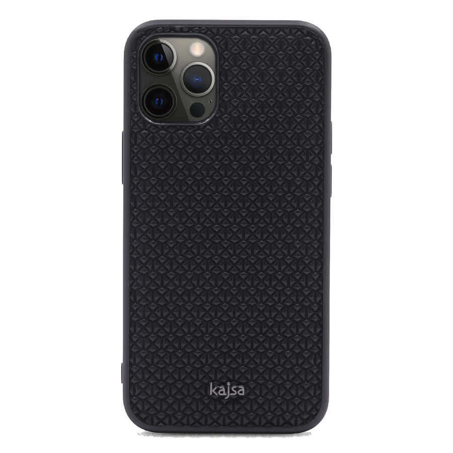 [RNZ-TA62264] Apple iPhone 12 Pro Max Uyumlu Kılıf Kajsa Splendid Serisi 3D Leaf Kapak (Siyah)