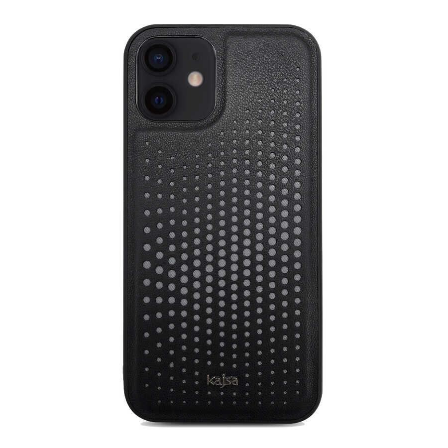 [RNZ-TA62269] Apple iPhone 12 Uyumlu Kılıf Kajsa Splendid Serisi Circle Kapak (Siyah)