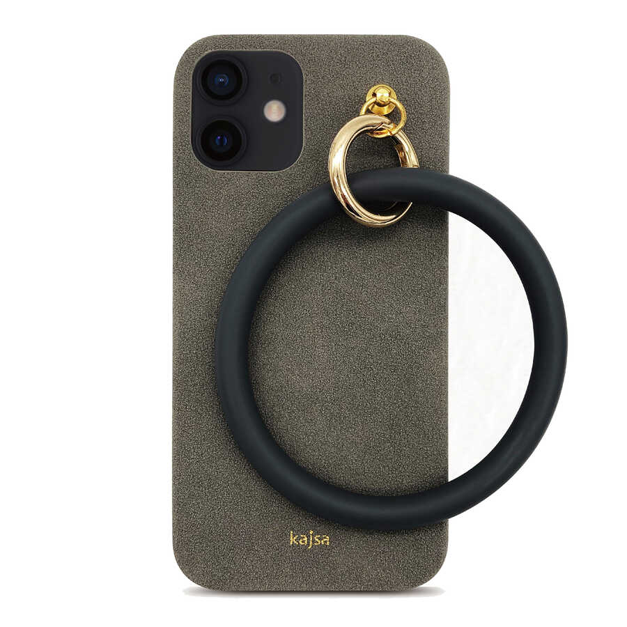[RNZ-TA62287] Apple iPhone 12 Uyumlu Kılıf Kajsa Splendid Serisi Morandi Ring Kapak (Gri)