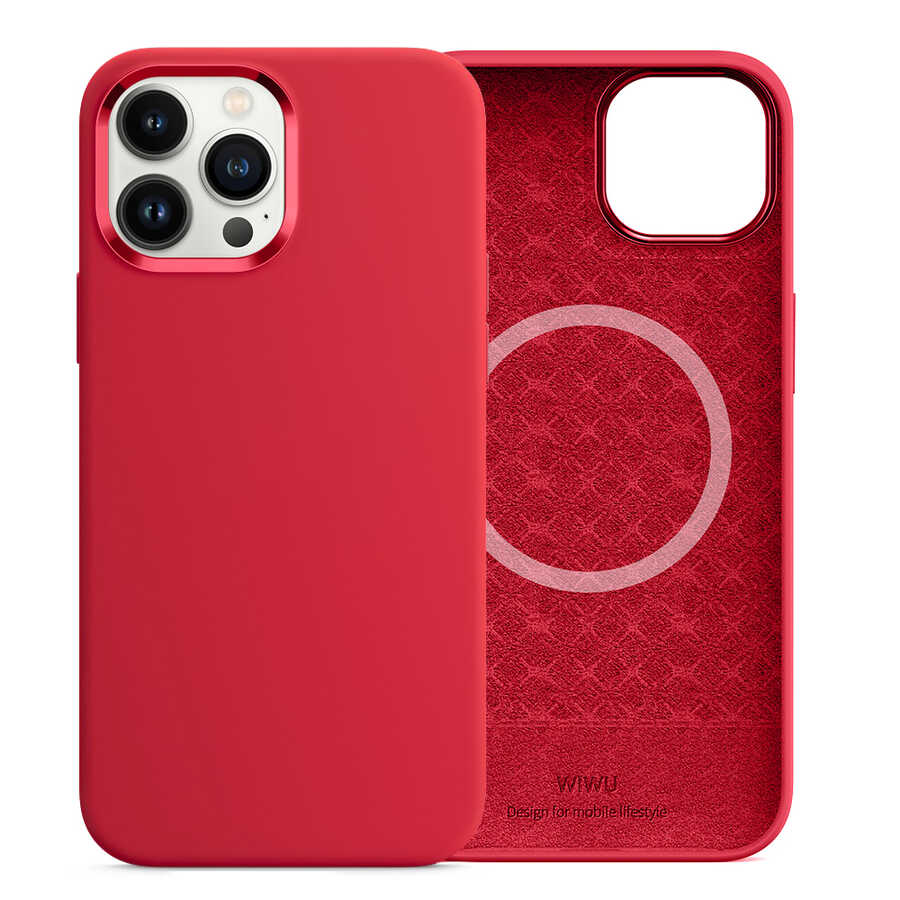 Apple iPhone 13 Pro Uyumlu Kılıf Wiwu M-safe Magnetic Silikon Kapak