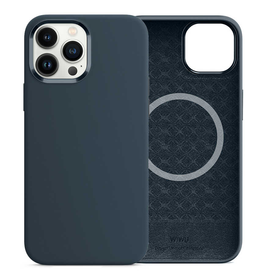 Apple iPhone 13 Pro Uyumlu Kılıf Wiwu M-safe Magnetic Silikon Kapak