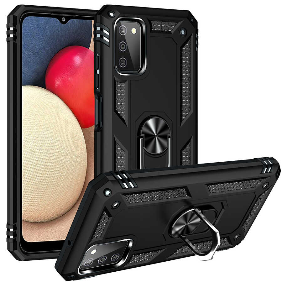 [RNZ-TA62841] Samsung Galaxy A03S Uyumlu Kılıf Zore Vega Kapak (Siyah)