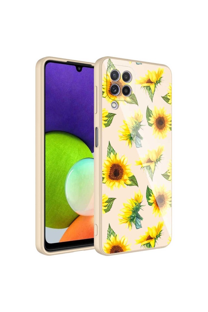Samsung Galaxy A22 4G Uyumlu Kılıf Kamera Korumalı Desenli Sert Silikon Zore Epoksi Kapak