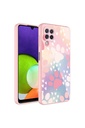 Samsung Galaxy A22 4G Uyumlu Kılıf Kamera Korumalı Desenli Sert Silikon Zore Epoksi Kapak