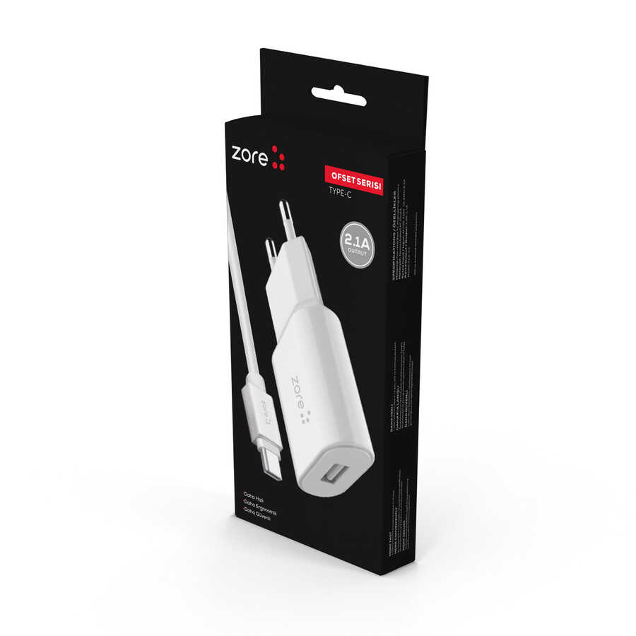 [RNZ-TA73703] Zore Ofset Serisi ZCS-03 Type-C 2 in 1 Ev Şarj Seti 2.1A