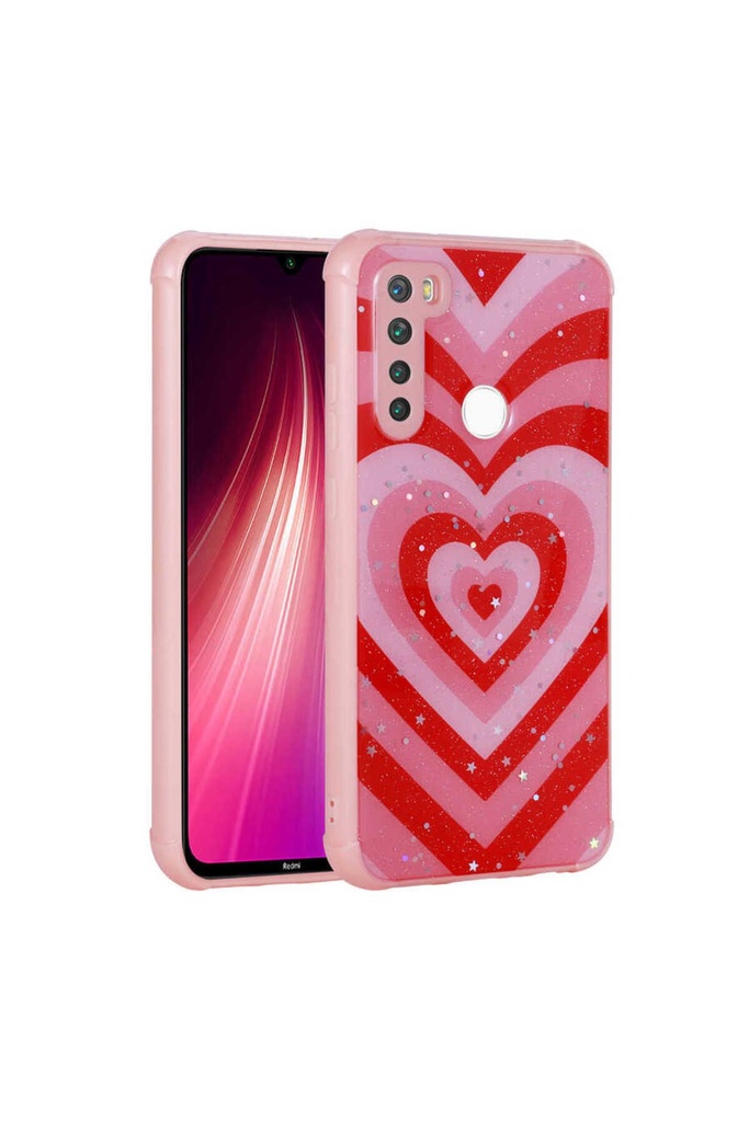 Xiaomi Redmi Note 8 Uyumlu Kılıf Simli Desenli Kamera Korumalı Parlak Zore Popy Kapak