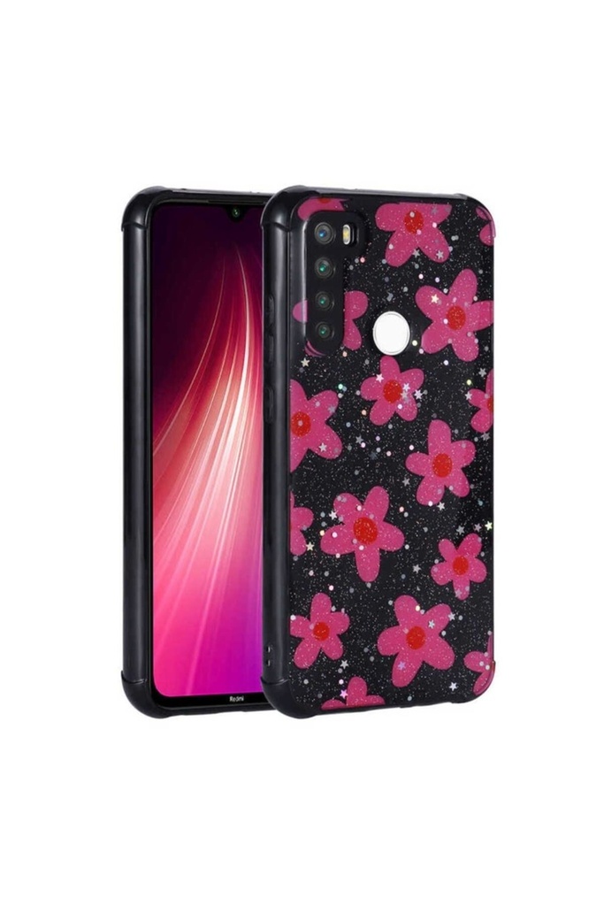 Xiaomi Redmi Note 8 Uyumlu Kılıf Simli Desenli Kamera Korumalı Parlak Zore Popy Kapak