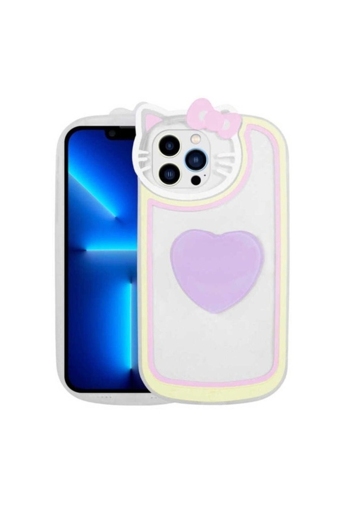 Apple iPhone 12 Pro Max Uyumlu Kılıf Kedi Figürlü Transparan Pop Soketli Zore Ritmik Kapak