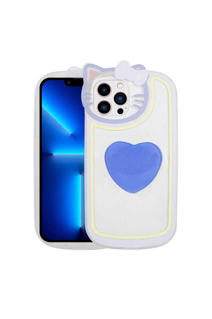 Apple iPhone 12 Pro Max Uyumlu Kılıf Kedi Figürlü Transparan Pop Soketli Zore Ritmik Kapak