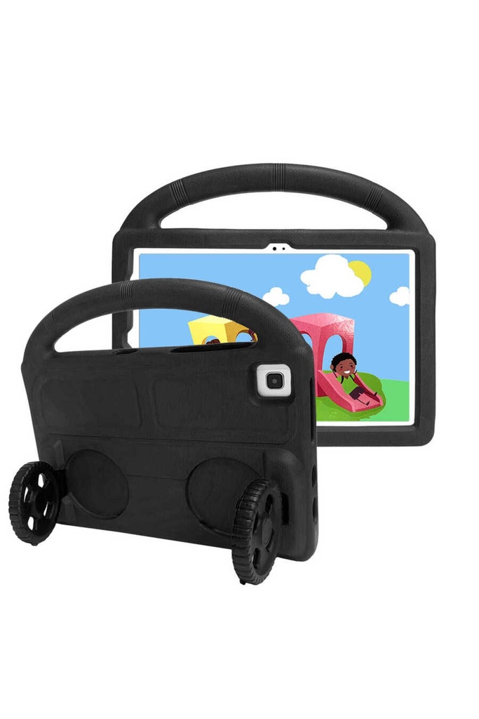 [RNZ-TA64156] Samsung Galaxy Tab S6 Lite P610 Uyumlu Zore Wheel Car Tekerlek Standlı Tablet Eva Silikon Kılıf (Siyah)