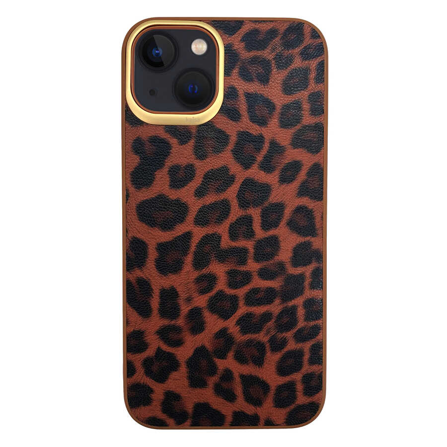 Apple iPhone 13 Uyumlu Kılıf Kajsa Glamorous Serisi Leopard Combo Kapak