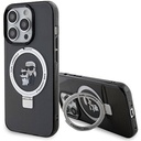 Apple iPhone 15 Pro Max Uyumlu Kılıf Karl Lagerfeld Orjinal Lisanslı M-safe Şarj Özellikli K&C İkonik Baskılı Ring Standlı Kapak