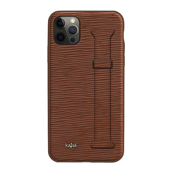 Apple iPhone 12 Pro Max Uyumlu Kılıf Kajsa Wave Pattern Handstrap Kapak