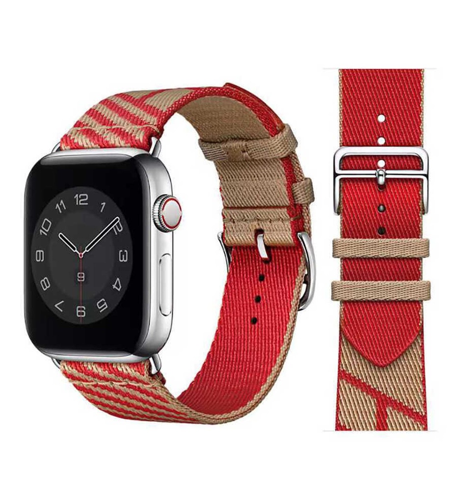 Apple Watch 38mm Uyumlu Kordon Kumaş Renkli Metal Klipsli KRD-51 Hasır Kayış