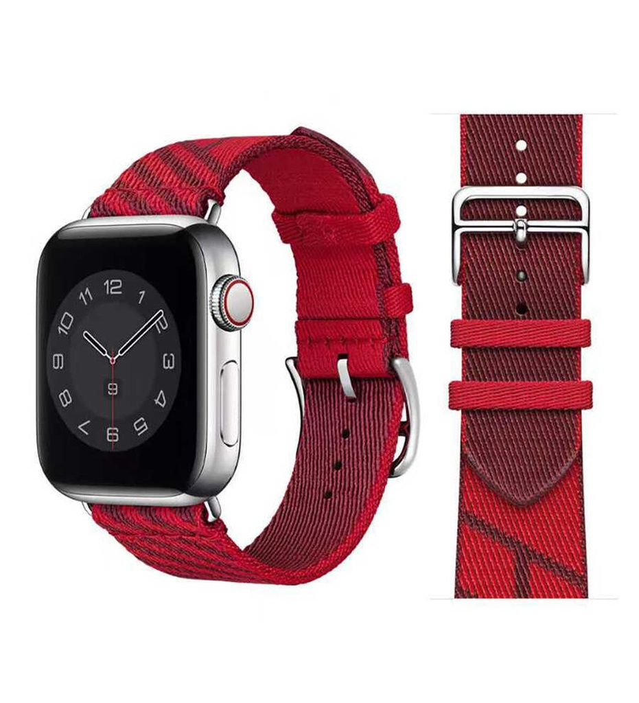 Apple Watch 38mm Uyumlu Kordon Kumaş Renkli Metal Klipsli KRD-51 Hasır Kayış