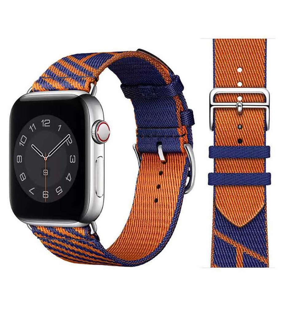 [RNZ-TA65172] Apple Watch 38mm Uyumlu Kordon Kumaş Renkli Metal Klipsli KRD-51 Hasır Kayış (NO5)