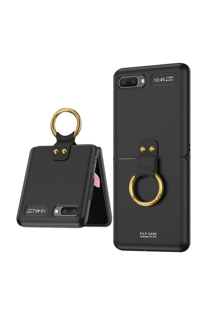 [RNZ-TA65276] Samsung Galaxy Z Flip Uyumlu Kılıf Zore Flip Ring Kıpta Kapak (Siyah)
