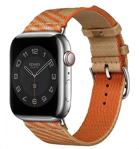 Apple Watch 7 41mm Uyumlu Kordon Kumaş Renkli Metal Klipsli KRD-51 Hasır Kayış