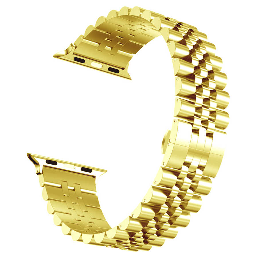 Apple Watch 38mm Uyumlu Kordon Paslanmaz Çelik Rolex Metal KRD-36 Kayış