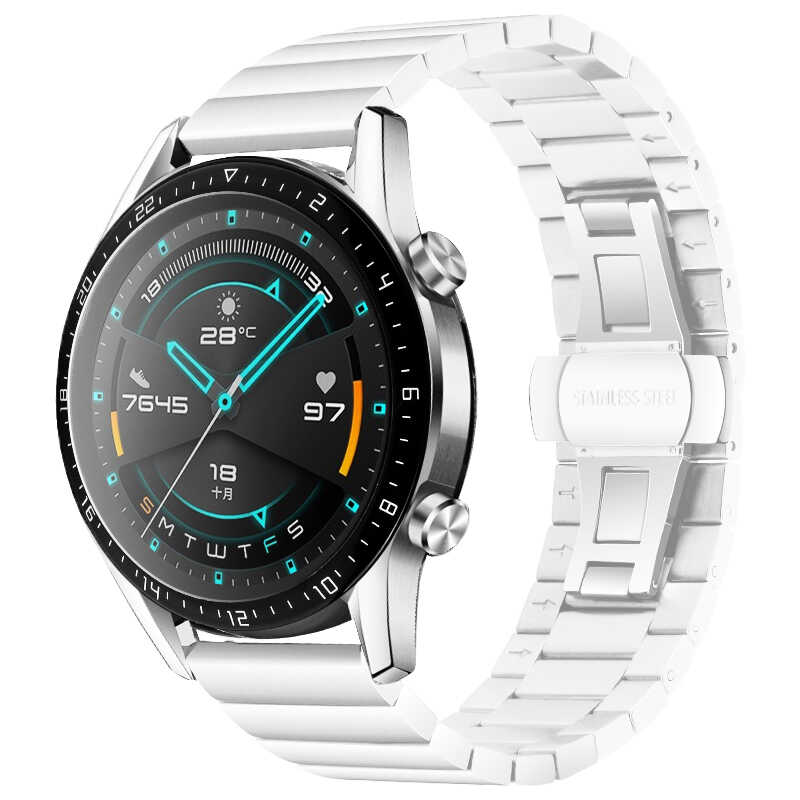 Huawei Watch GT 3 42mm Uyumlu Kordon Metal Seramik Şık KRD-16 Kayış