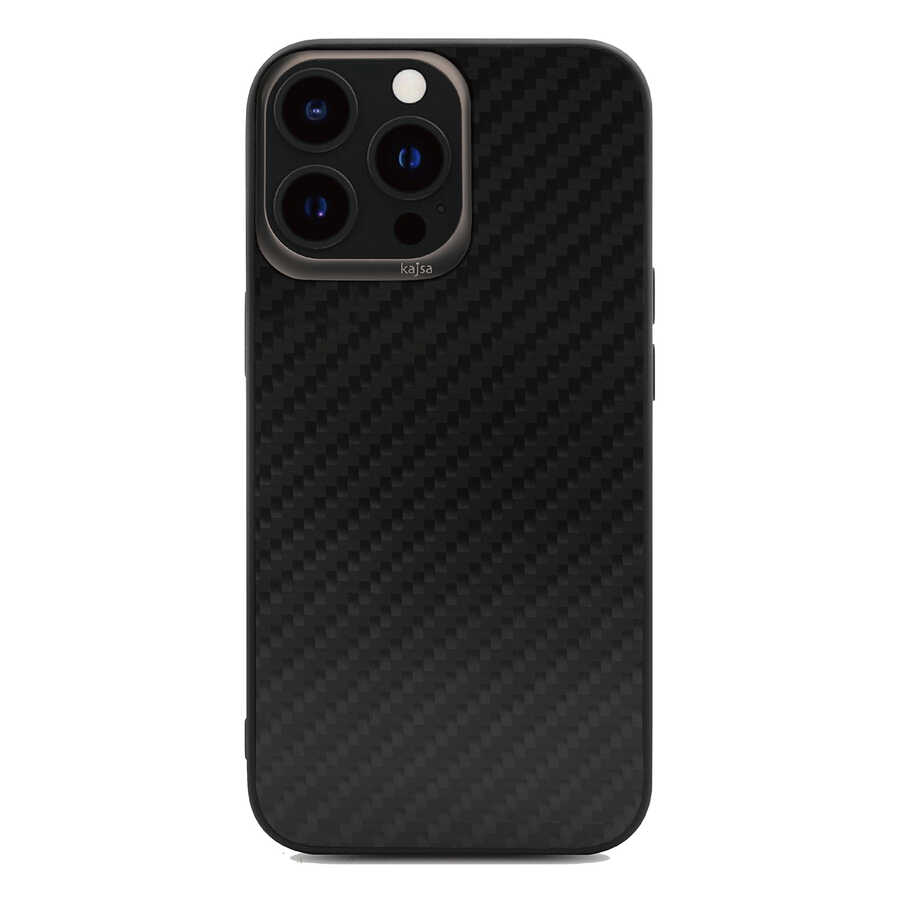 [RNZ-TA66659] Apple iPhone 13 Pro Uyumlu Kılıf Kajsa Carbon Fiber Collection Arka Kapak (Siyah)