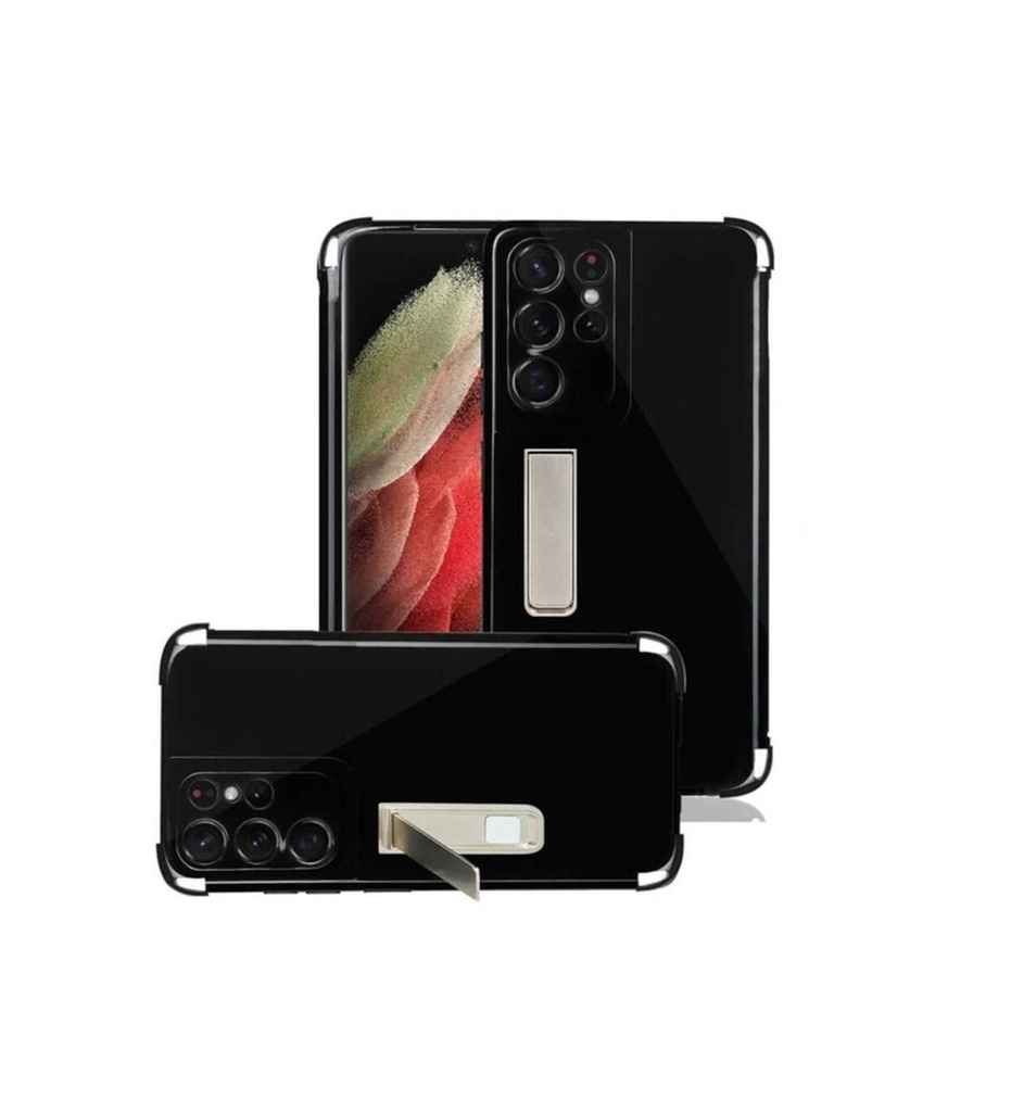 [RNZ-TA68651] Samsung Galaxy S21 Ultra Uyumlu Kılıf Zore Standlı Süper Silikon Kapak (Siyah)