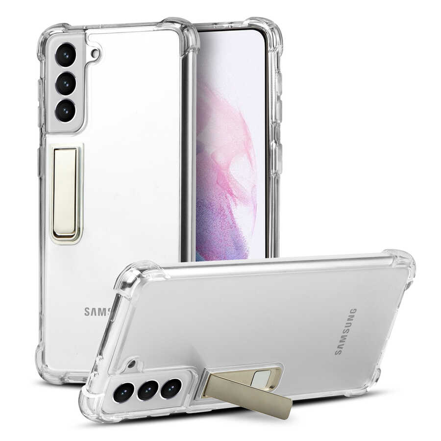 [RNZ-TA66915] Samsung Galaxy S21 Uyumlu Kılıf Zore Standlı Süper Silikon Kapak