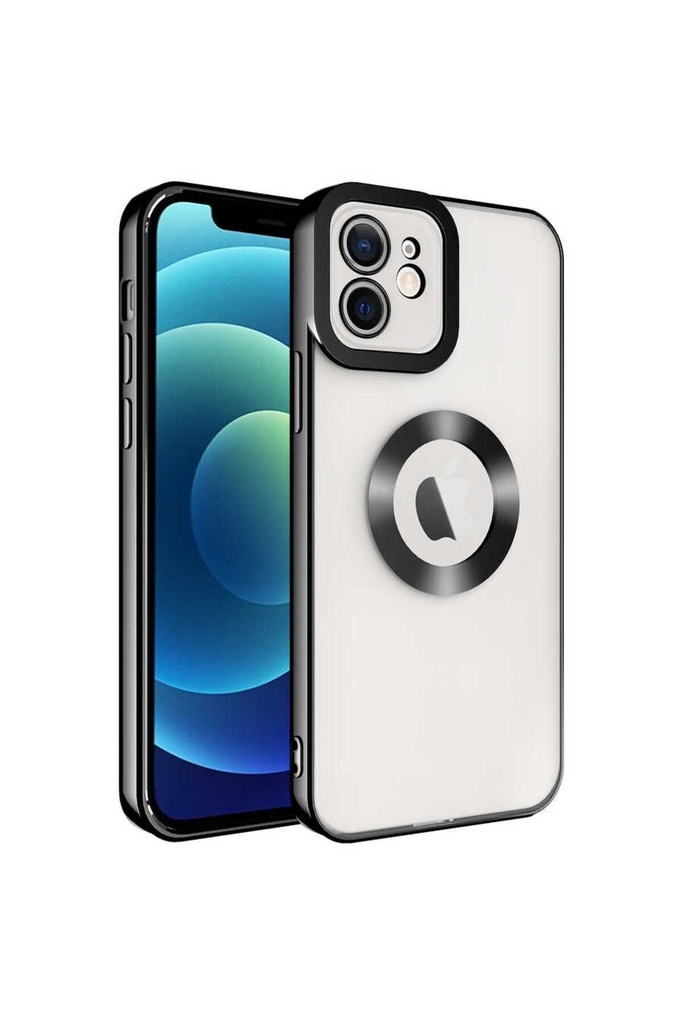 [RNZ-TA75554] Apple iPhone 11 Uyumlu Kılıf Kamera Korumalı Logo Gösteren Zore Omega Kapak (Siyah)
