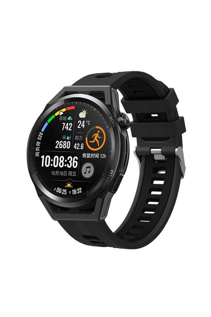 [RNZ-TA69128] Samsung Gear S2 Uyumlu KRD-55 Uyumlu Kordon Silikon Çift Renkli Sportif KRD-55 Kayış (Siyah)